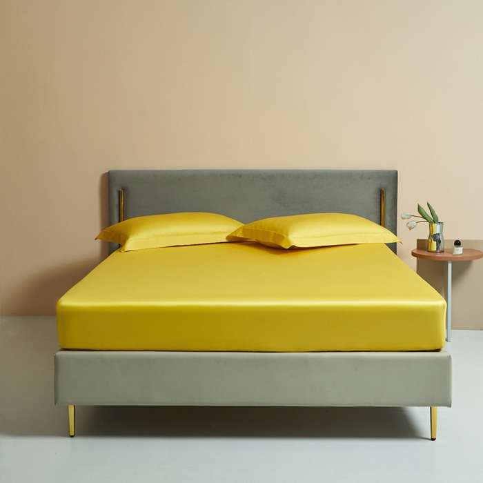 91家纺网 家纺一手货源 找家纺 柔觉家纺 柔系列A类100支单品床笠 姜黄