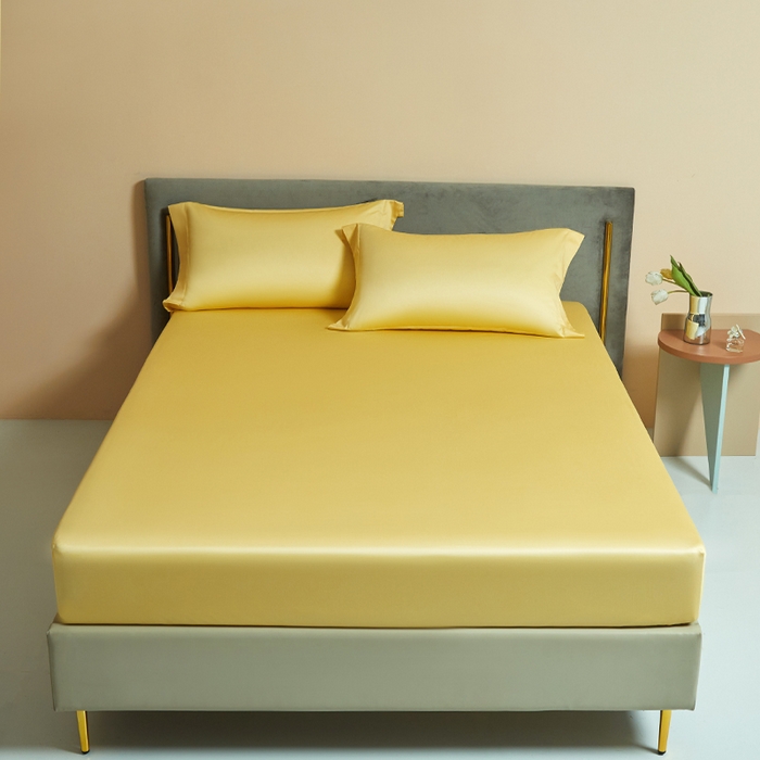 91家纺网 家纺一手货源 找家纺 柔觉家纺 柔系列A类100支单品床笠 柠檬黄