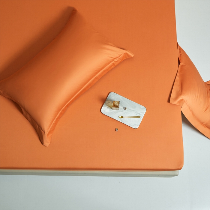 91家纺网 家纺一手货源 找家纺 柔觉家纺 柔系列A类100支单品床笠 活力橘