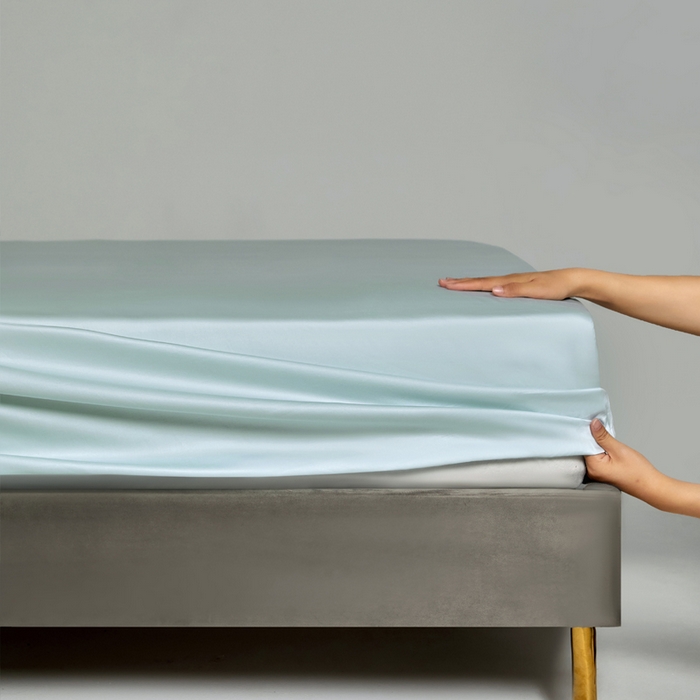 91家纺网 家纺一手货源 找家纺 柔觉家纺 柔系列A类100支单品床笠 远天蓝