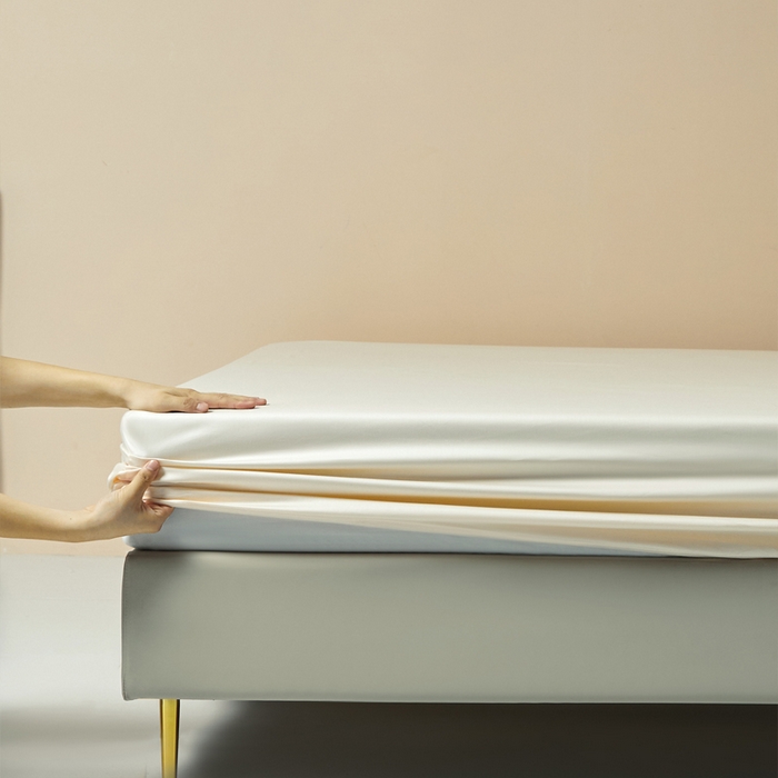 91家纺网 家纺一手货源 找家纺 柔觉家纺 柔系列A类100支单品床笠 香草色