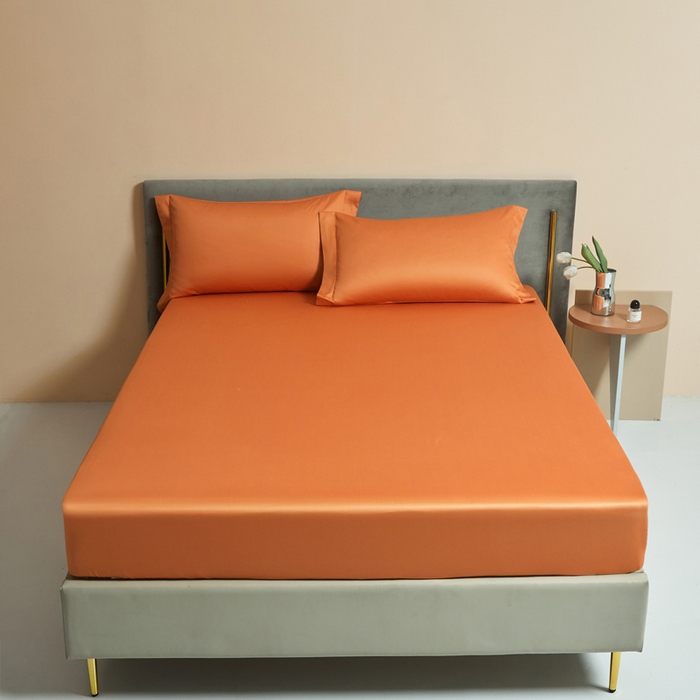 91家纺网 家纺一手货源 找家纺 柔觉家纺 柔系列A类100支单品床笠 活力橘