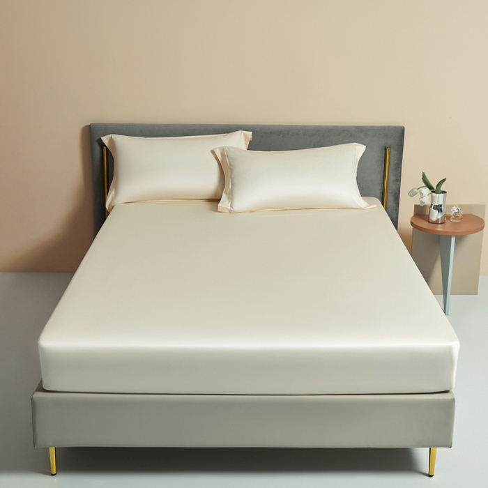 91家纺网 家纺一手货源 找家纺 柔觉家纺 柔系列A类100支单品床笠 香草色