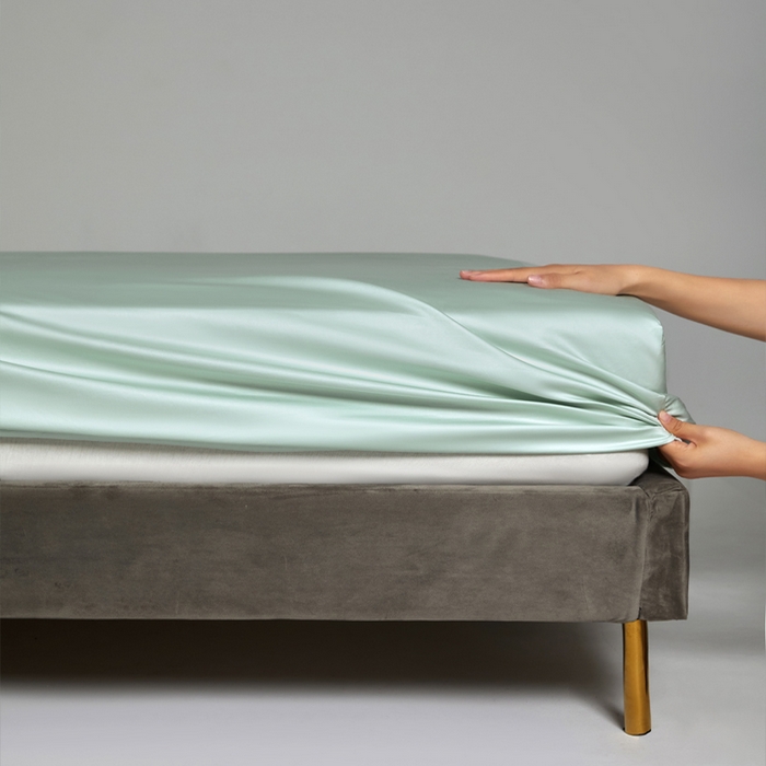 91家纺网 家纺一手货源 找家纺 柔觉家纺 柔系列A类100支单品床笠 嫰果绿