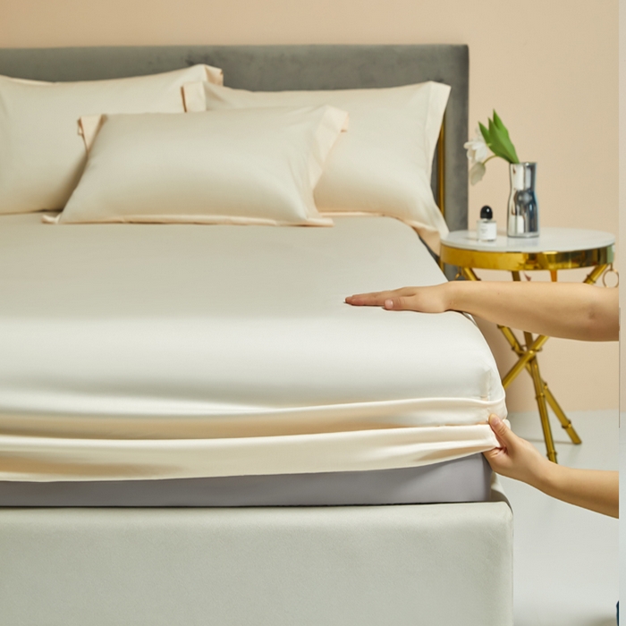 91家纺网 家纺一手货源 找家纺 柔觉家纺 柔系列A类100支单品床笠 香草色