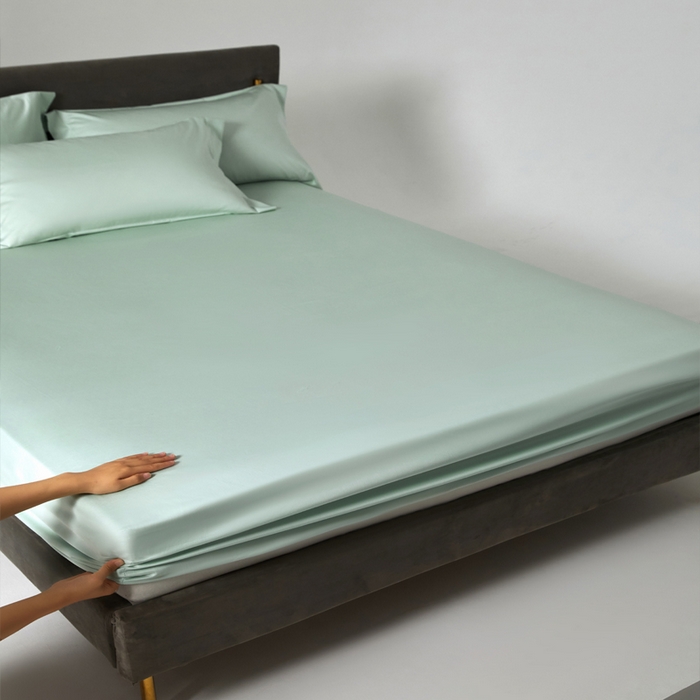 91家纺网 家纺一手货源 找家纺 柔觉家纺 柔系列A类100支单品床笠 嫰果绿