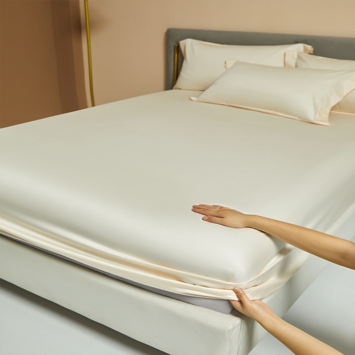 91家纺网 家纺一手货源 找家纺 柔觉家纺 柔系列A类100支单品床笠 香草色