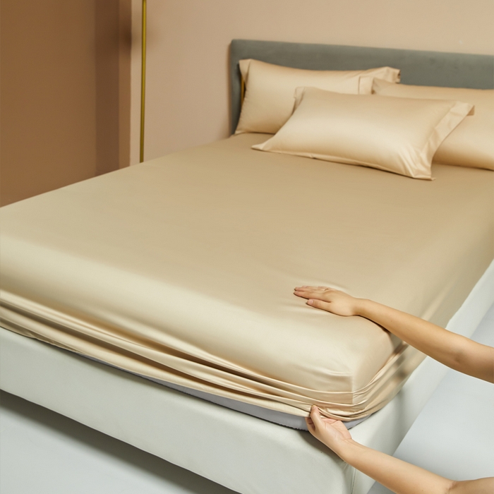 91家纺网 家纺一手货源 找家纺 柔觉家纺 柔系列A类100支单品床笠 香槟金