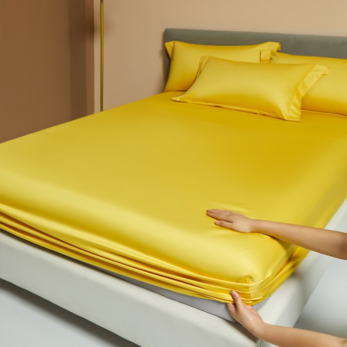 91家纺网 家纺一手货源 找家纺 柔觉家纺 柔系列A类100支单品床笠 姜黄