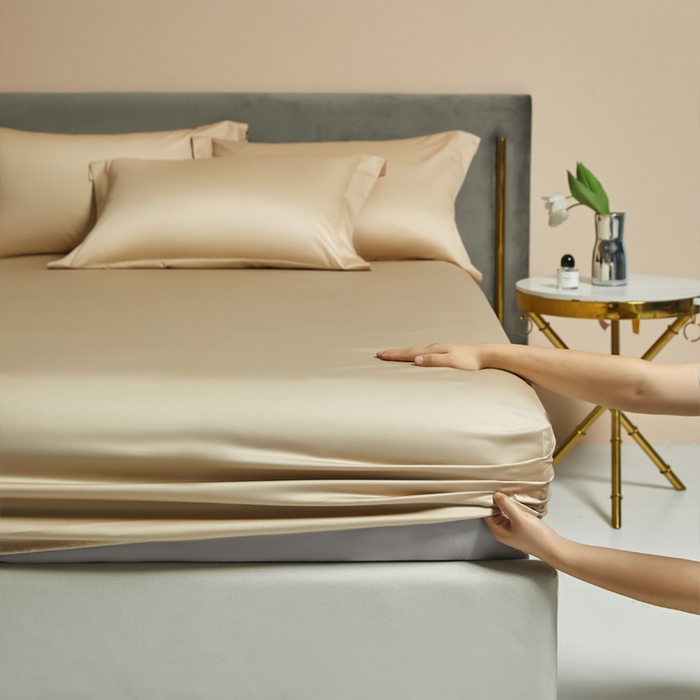 91家纺网 家纺一手货源 找家纺 柔觉家纺 柔系列A类100支单品床笠 香槟金