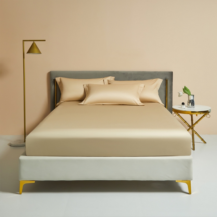 91家纺网 家纺一手货源 找家纺 柔觉家纺 柔系列A类100支单品床笠 香槟金