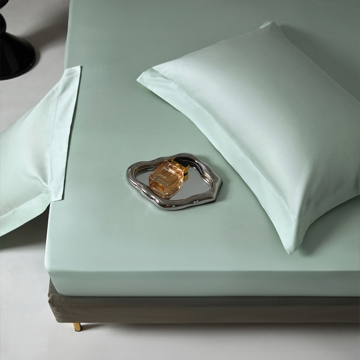 91家纺网 家纺一手货源 找家纺 柔觉家纺 柔系列A类100支单品床笠 嫰果绿