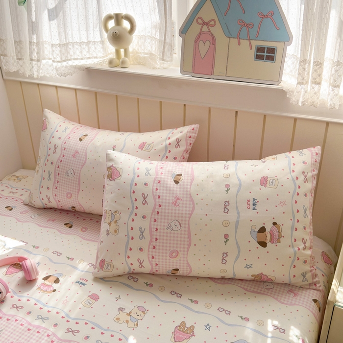 91家纺网 家纺一手货源 找家纺 典曼家纺 2025新款40支学生季卡通印花四件套 甜甜圈