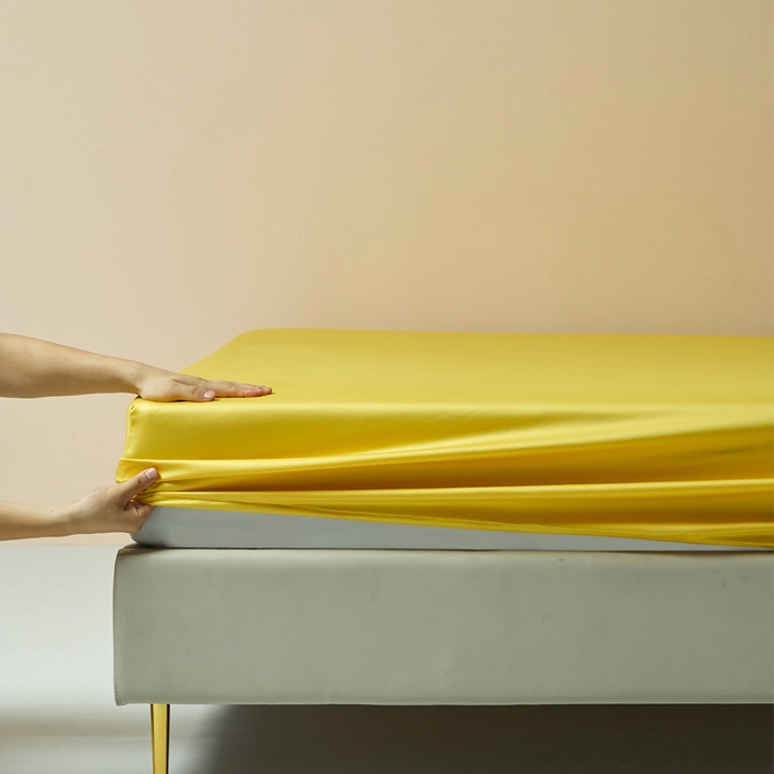 91家纺网 家纺一手货源 找家纺 柔觉家纺 柔系列A类100支单品床笠 姜黄