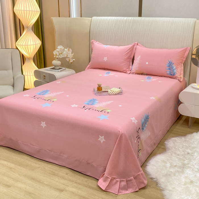 91家纺网 家纺一手货源 找家纺 红日子纺织品 2025新款100%全棉纯棉磨毛四件套 梦若非