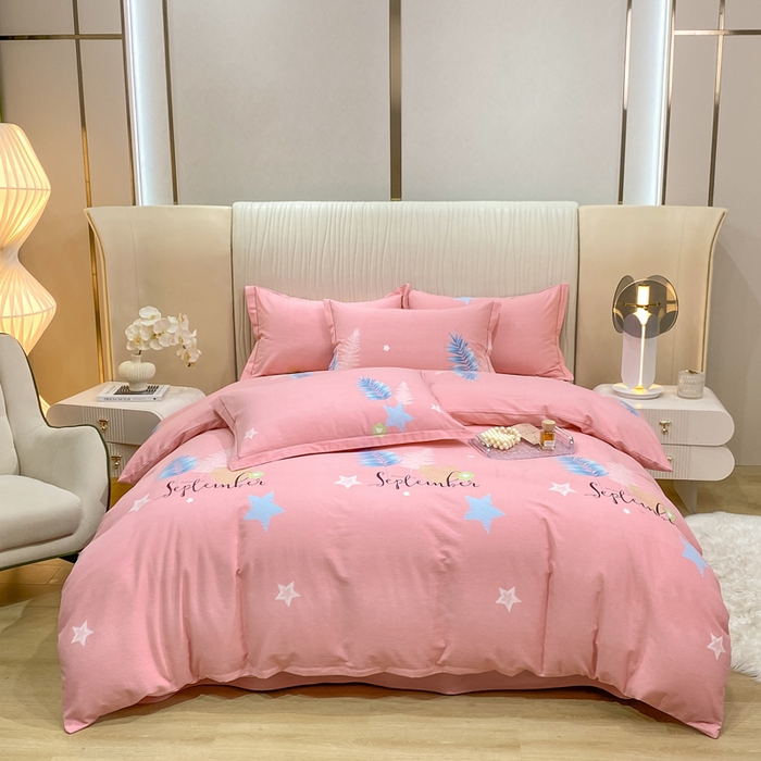 91家纺网 家纺一手货源 找家纺 红日子纺织品 2025新款100%全棉纯棉磨毛四件套 梦若非