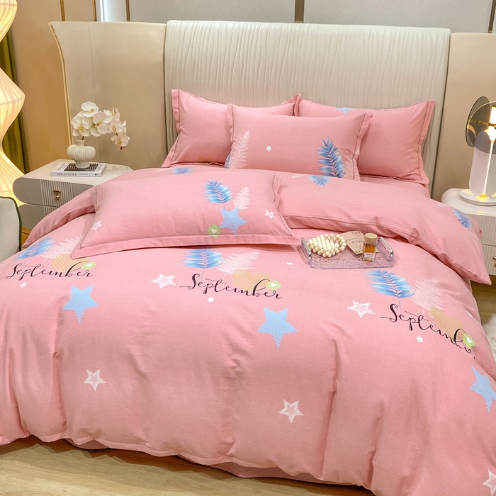 91家纺网 家纺一手货源 找家纺 红日子纺织品 2025新款100%全棉纯棉磨毛四件套 梦若非