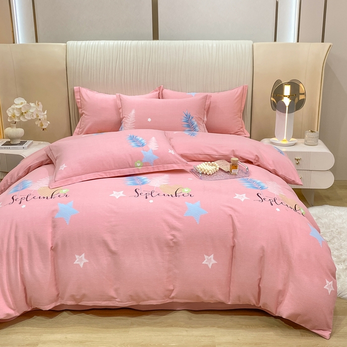 91家纺网 家纺一手货源 找家纺 红日子纺织品 2025新款100%全棉纯棉磨毛四件套 梦若非