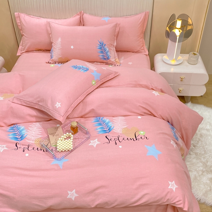 91家纺网 家纺一手货源 找家纺 红日子纺织品 2025新款100%全棉纯棉磨毛四件套 梦若非