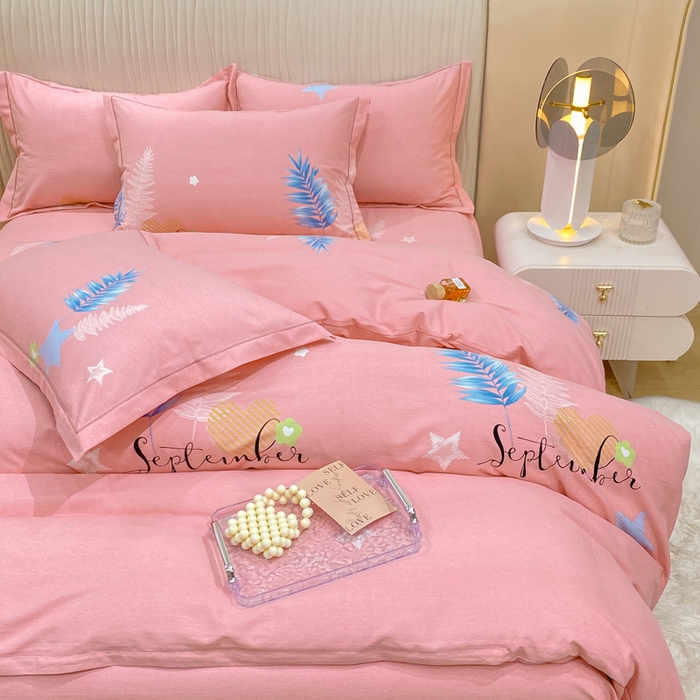 91家纺网 家纺一手货源 找家纺 红日子纺织品 2025新款100%全棉纯棉磨毛四件套 梦若非