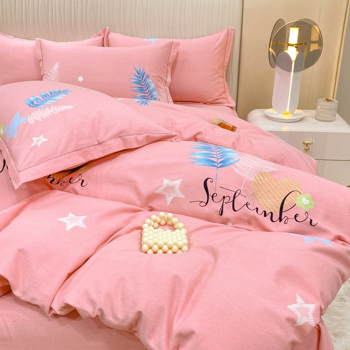 91家纺网 家纺一手货源 找家纺 红日子纺织品 2025新款100%全棉纯棉磨毛四件套 梦若非