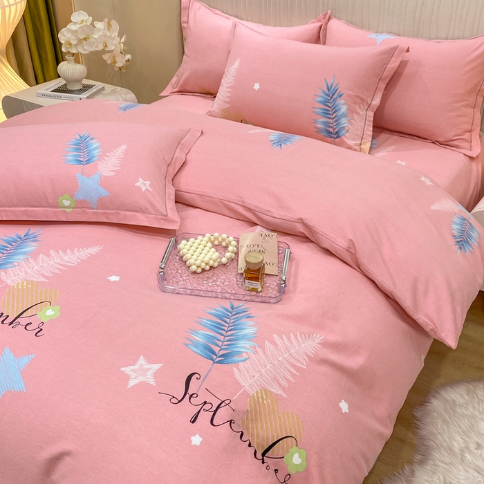 91家纺网 家纺一手货源 找家纺 红日子纺织品 2025新款100%全棉纯棉磨毛四件套 梦若非