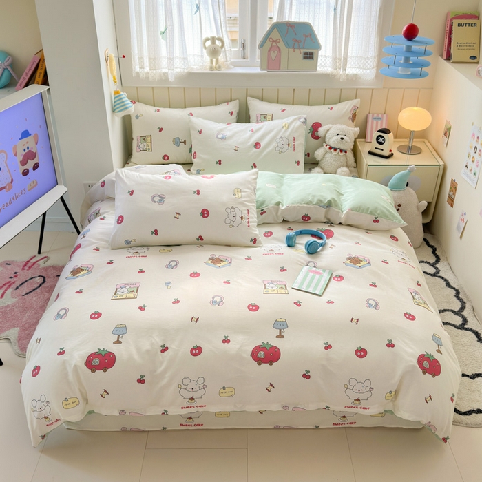 91家纺网 家纺一手货源 找家纺 典曼家纺 2025新款40支学生季卡通印花四件套 童画