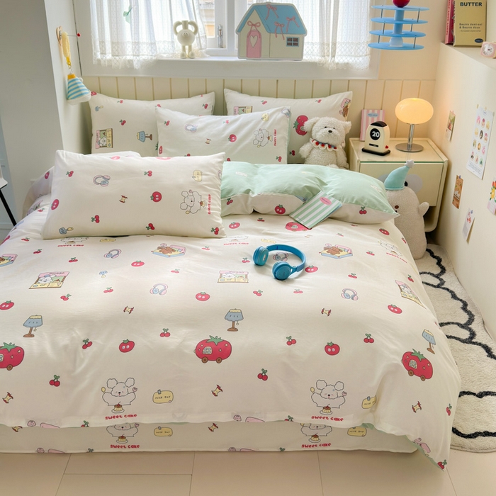 91家纺网 家纺一手货源 找家纺 典曼家纺 2025新款40支学生季卡通印花四件套 童画