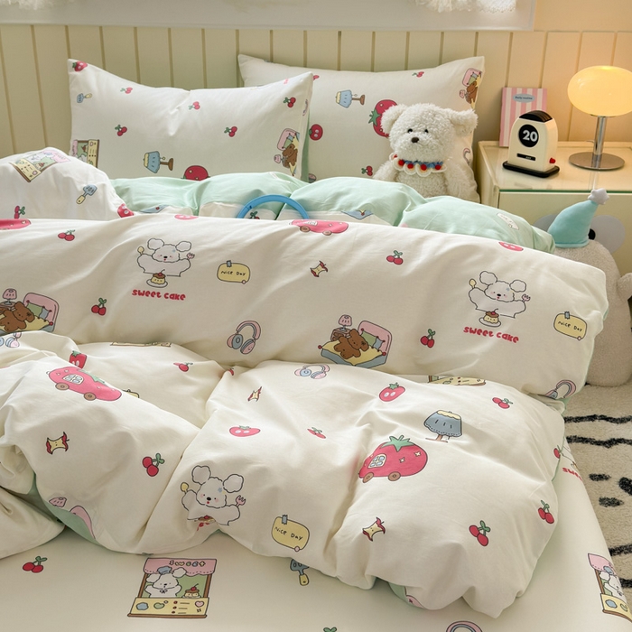 91家纺网 家纺一手货源 找家纺 典曼家纺 2025新款40支学生季卡通印花四件套 童画