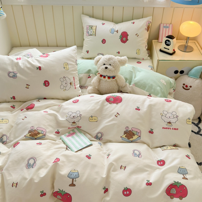 91家纺网 家纺一手货源 找家纺 典曼家纺 2025新款40支学生季卡通印花四件套 童画