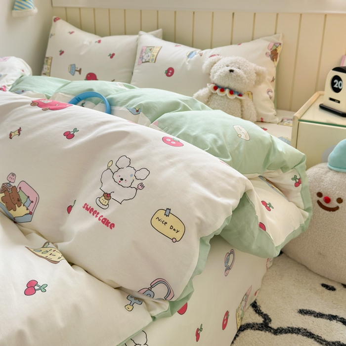 91家纺网 家纺一手货源 找家纺 典曼家纺 2025新款40支学生季卡通印花四件套 童画