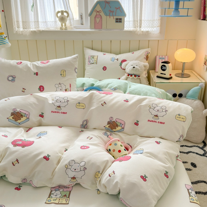 91家纺网 家纺一手货源 找家纺 典曼家纺 2025新款40支学生季卡通印花四件套 童画