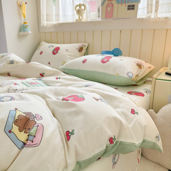 91家纺网 家纺一手货源 找家纺 典曼家纺 2025新款40支学生季卡通印花四件套 童画