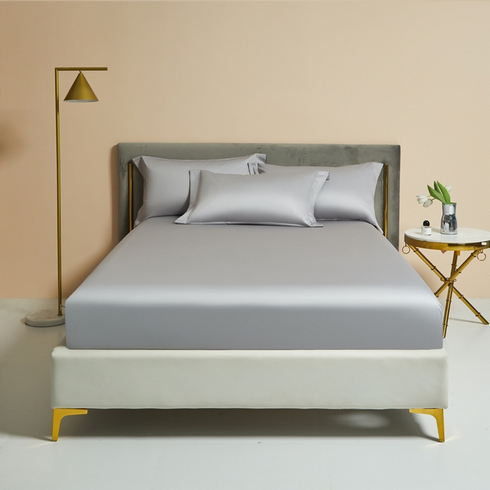 91家纺网 家纺一手货源 找家纺 柔觉家纺 柔系列A类100支单品床笠 浅银灰