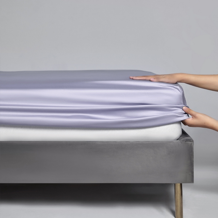 91家纺网 家纺一手货源 找家纺 柔觉家纺 柔系列A类100支单品床笠 奶油紫