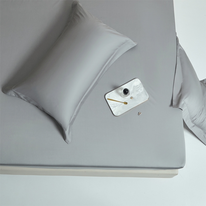 91家纺网 家纺一手货源 找家纺 柔觉家纺 柔系列A类100支单品床笠 浅银灰