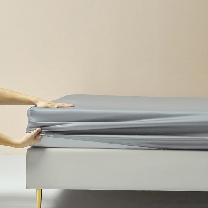 91家纺网 家纺一手货源 找家纺 柔觉家纺 柔系列A类100支单品床笠 浅银灰