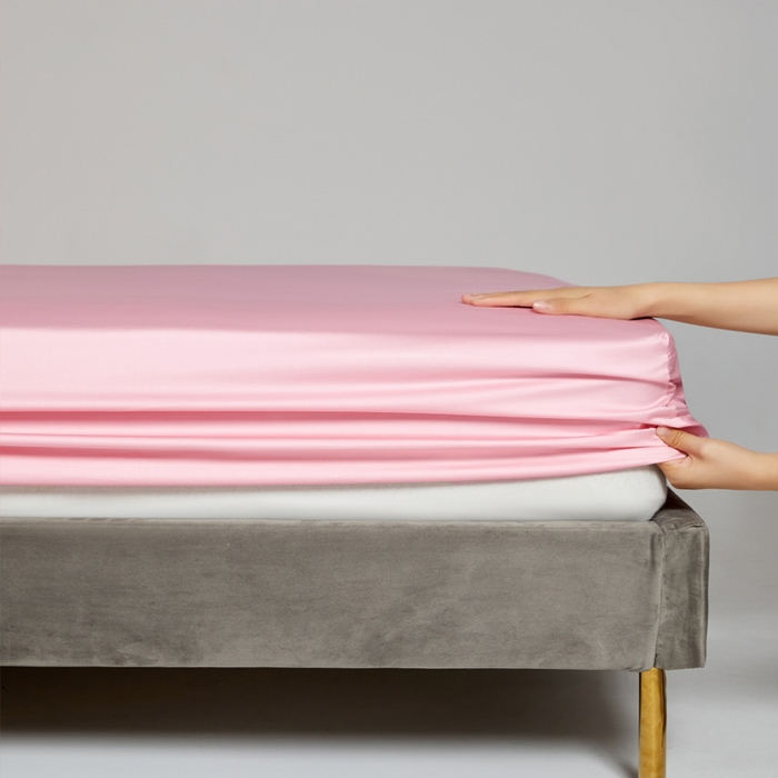 91家纺网 家纺一手货源 找家纺 柔觉家纺 柔系列A类100支单品床笠 樱花粉