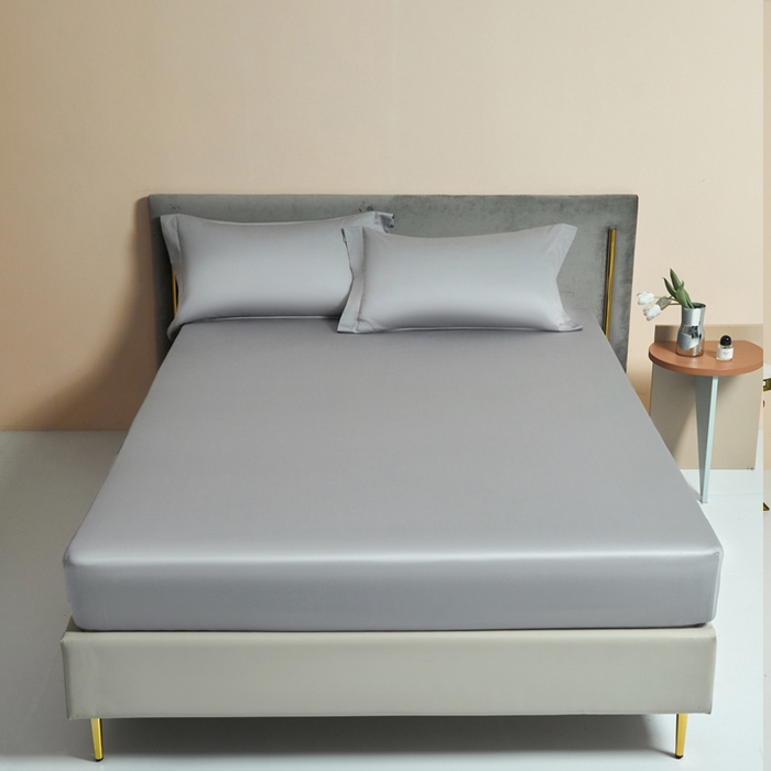 91家纺网 家纺一手货源 找家纺 柔觉家纺 柔系列A类100支单品床笠 浅银灰