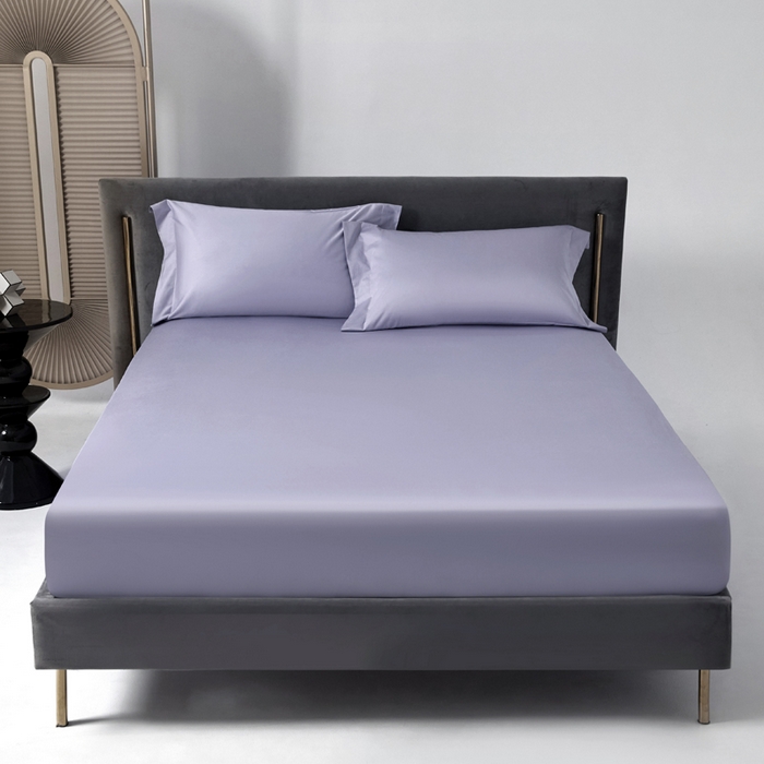 91家纺网 家纺一手货源 找家纺 柔觉家纺 柔系列A类100支单品床笠 奶油紫