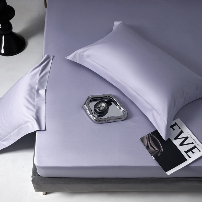 91家纺网 家纺一手货源 找家纺 柔觉家纺 柔系列A类100支单品床笠 奶油紫