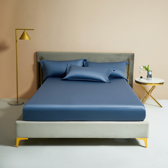 91家纺网 家纺一手货源 找家纺 柔觉家纺 柔系列A类100支单品床笠 宾利蓝