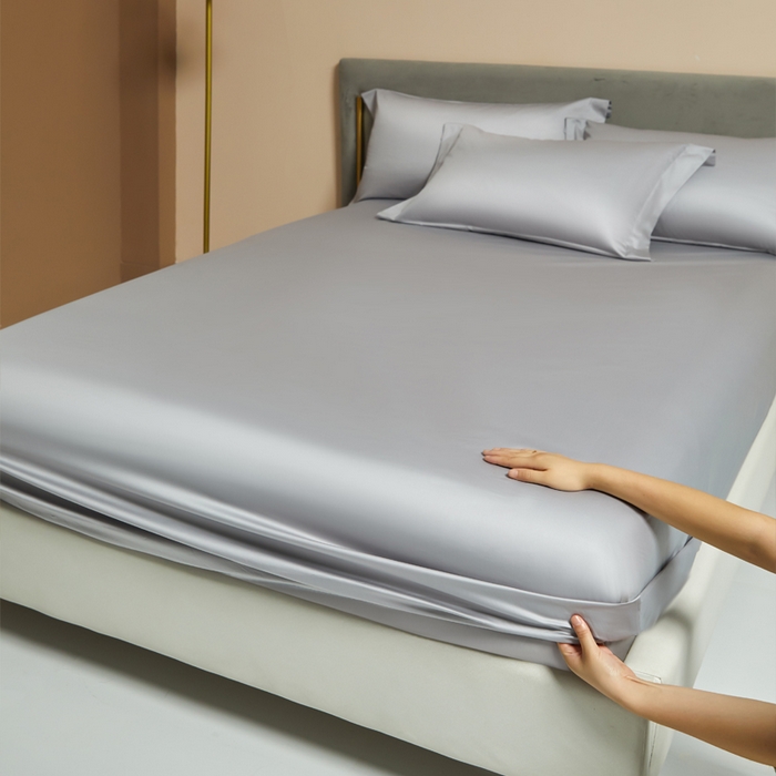 91家纺网 家纺一手货源 找家纺 柔觉家纺 柔系列A类100支单品床笠 浅银灰