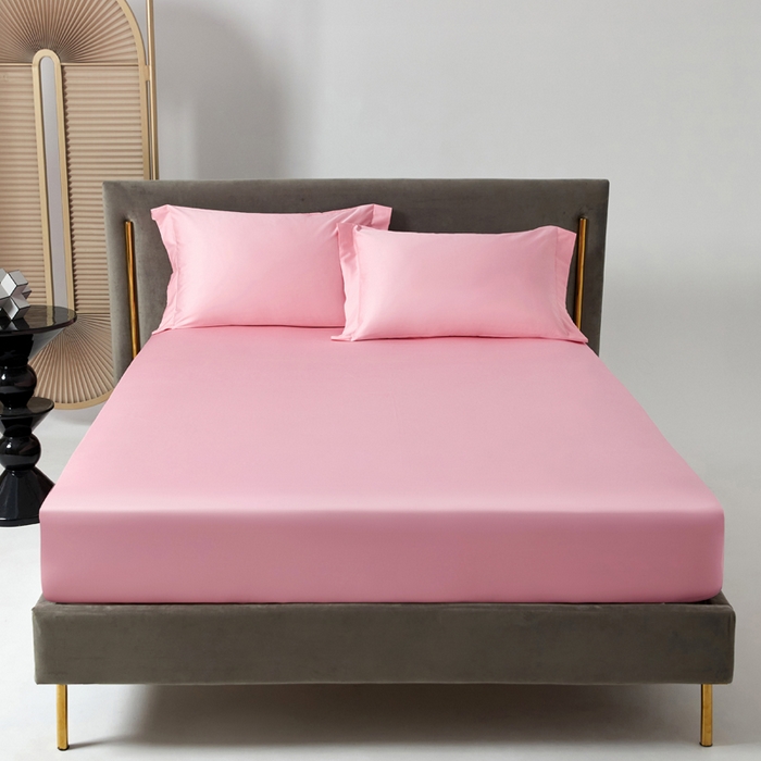 91家纺网 家纺一手货源 找家纺 柔觉家纺 柔系列A类100支单品床笠 樱花粉