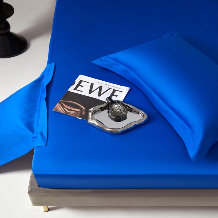 91家纺网 家纺一手货源 找家纺 柔觉家纺 柔系列A类100支单品床笠 活力蓝