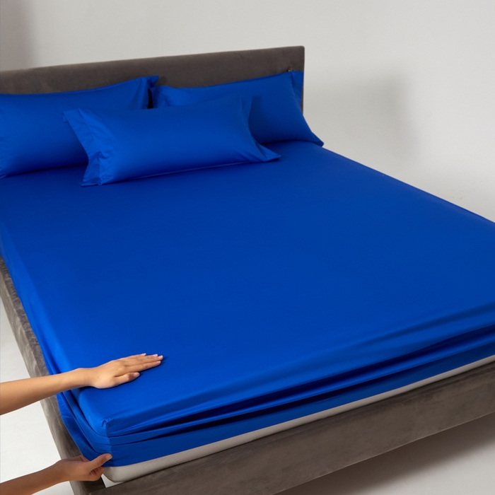 91家纺网 家纺一手货源 找家纺 柔觉家纺 柔系列A类100支单品床笠 活力蓝