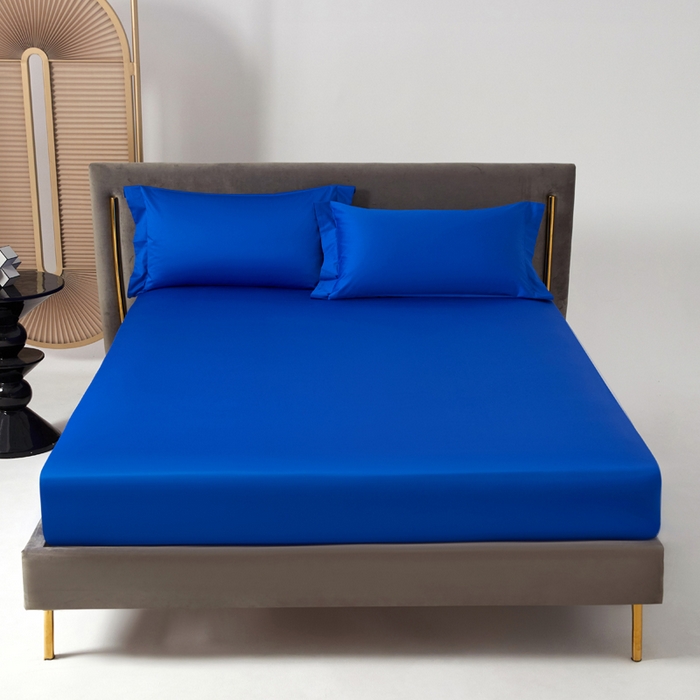 91家纺网 家纺一手货源 找家纺 柔觉家纺 柔系列A类100支单品床笠 活力蓝