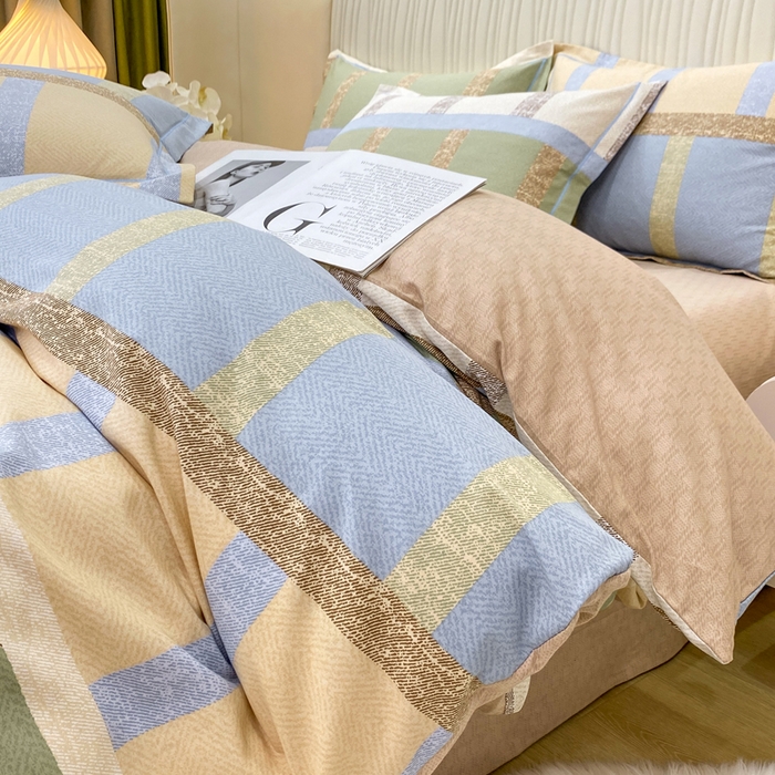 91家纺网 家纺一手货源 找家纺 红日子纺织品 2025新款100%全棉纯棉磨毛四件套 莫利