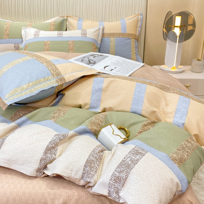 91家纺网 家纺一手货源 找家纺 红日子纺织品 2025新款100%全棉纯棉磨毛四件套 莫利