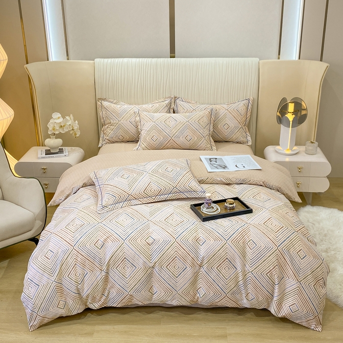 91家纺网 家纺一手货源 找家纺 红日子纺织品 2025新款100%全棉纯棉磨毛四件套 慕白